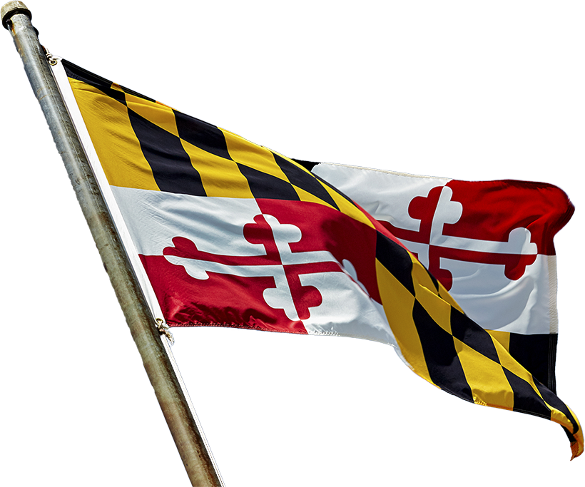 Maryland flag flying in the sky